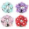 4PCS Girls Ballet Bun Covers Flower with Pearl Shaped Dance Snood Hair Net Accessories Mesh String Bobbles Elastic Band for Dancers Skating view 2