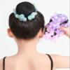 4PCS Girls Ballet Bun Covers Flower with Pearl Shaped Dance Snood Hair Net Accessories Mesh String Bobbles Elastic Band for Dancers Skating view 4