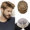 Durable Human Hair System For Men Fine Mono With Poly Coating Around Mens Toupee NPU Mens Hair Replacement System 72 Colors Hairpiece 6"x8" 20# Light Ash Blonde-120% density view 1