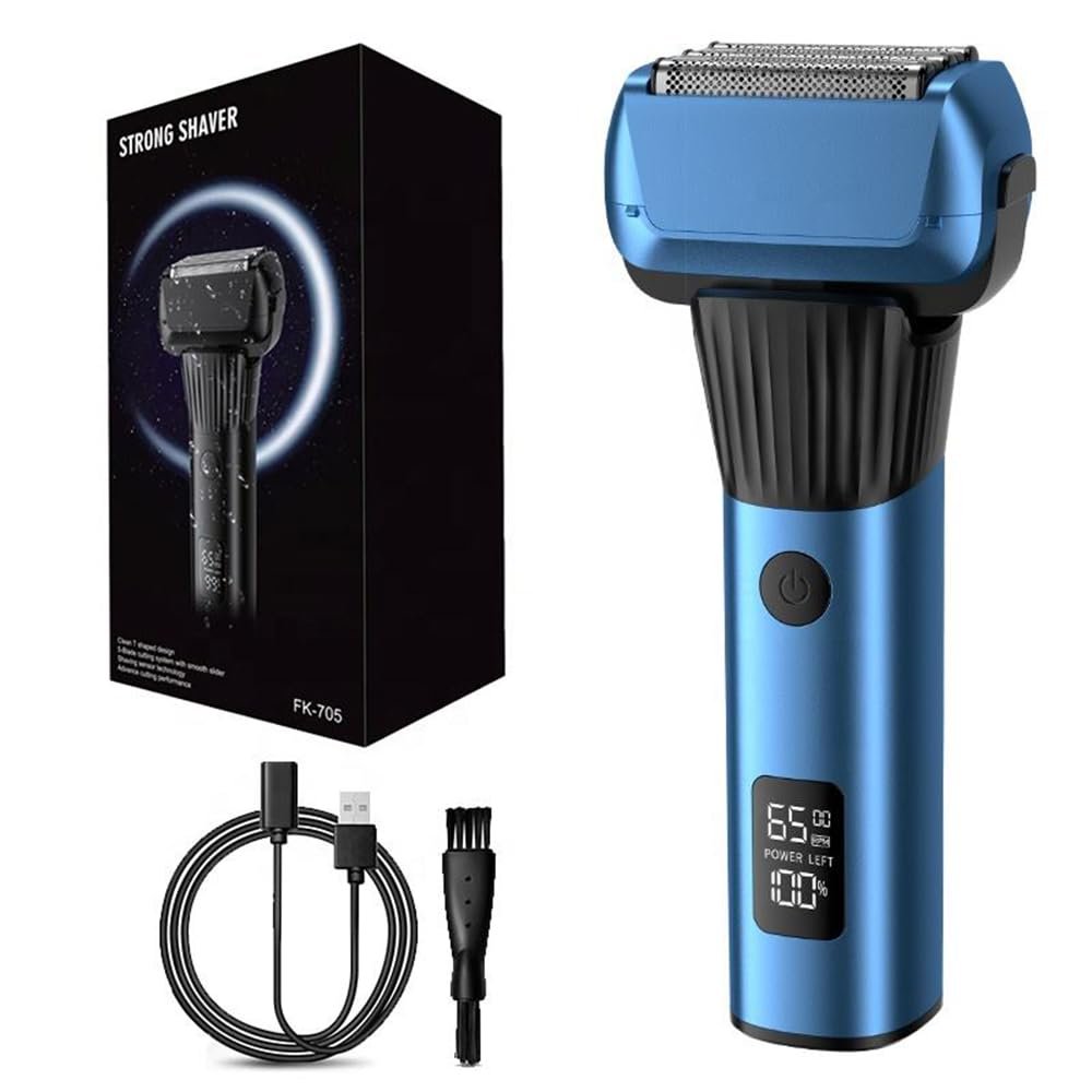 Electric Shaver for Men, Wet & Dry Shave, Turbo & Gentle Shaving Modes, 5 Blade Heads Waterproof Foil Shaver, Gifts for Men (Blue)