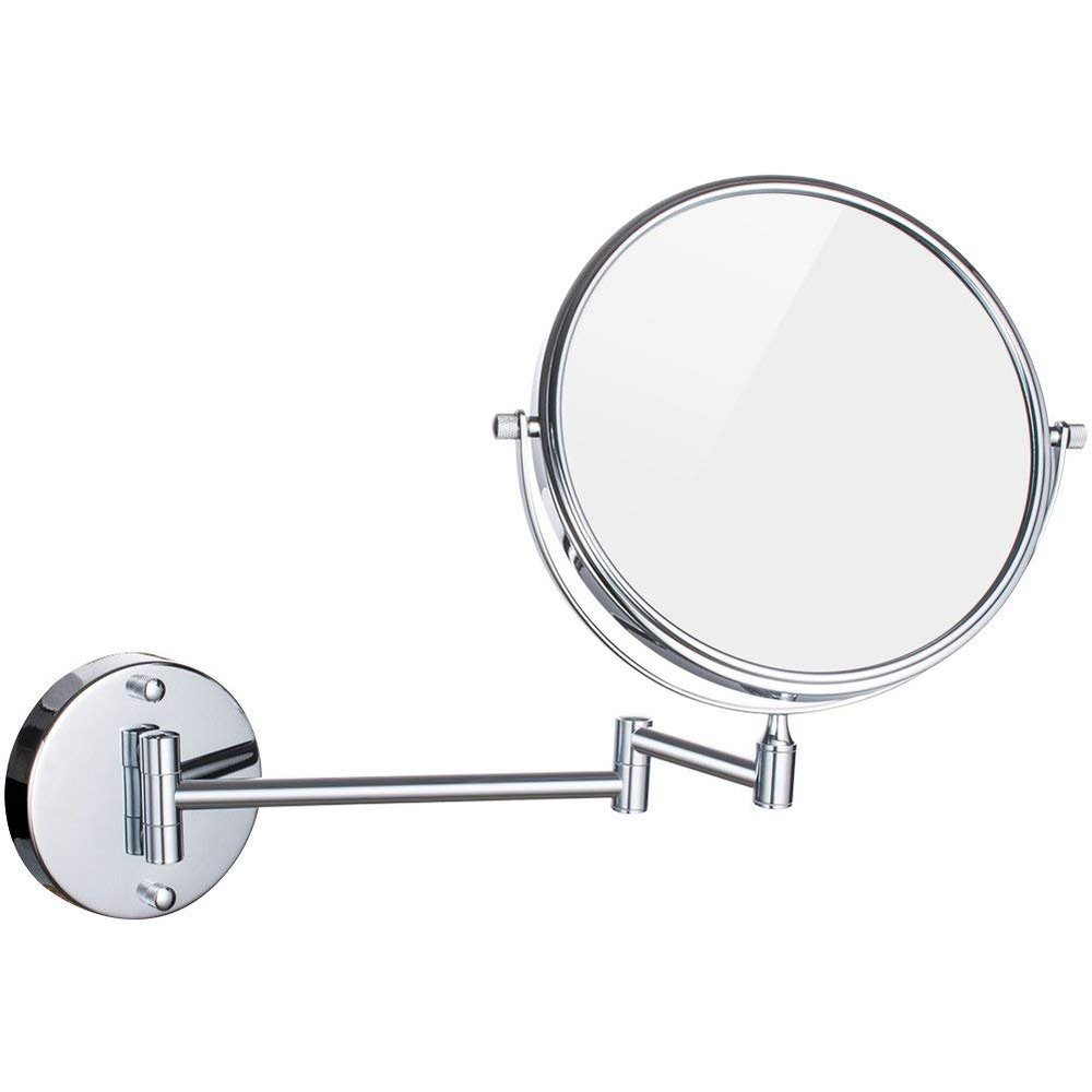 KJBIKBZPK Wall Mounted Makeup Mirror, Wall Mounted Vanity Cosmetic Mirror Two-Sided 360Swivel Extendable Bathroom Shaving Mirror 3X Magnifying,8inchsquarebottom (Color : 6inchsquarebottom)