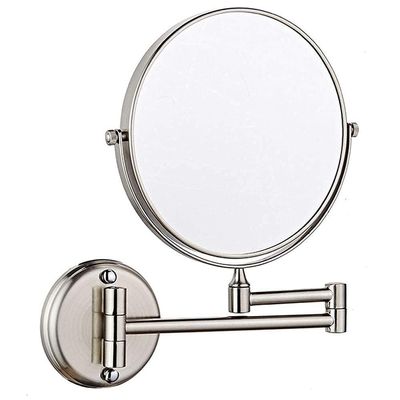 KJBIKBZPK Bathroom Mirror Wall Mounted Makeup Mirror 8-inch Two-Sided Swivel Wall Mounted Mirror Extending Folding Bathroom Shaving Cosmetic Make Up Mirror (Color : Nickel Brushed, Size : 1X/3X)