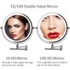 8'' Wall Mounted Makeup Mirror Black USB Rechargeable Double Sided with 3 Tones Led Lights, 1X/10X Magnifying Bathroom Mirror for Shaving Extendable Arm Touch Control1X/10X, Makeup and Shavi ( Size : view 2