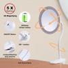 6.5" Clip-On Magnifying Vanity Mirror - 5X Magnification, USB Rechargeable, Lighted, Travel-Friendly (White) view 3