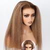 Domiso 22 Inch Highlight 4/27 Wear and Go Glueless Wig Ombre Kinky Straight HD Lace Pre Cut 6x4.6 HD Lace Wigs Human Hair for Women Yaki Glueless Wig with Elastic Band Natural Hairline 200% Density view 1