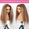 Domiso 22 Inch Highlight 4/27 Wear and Go Glueless Wig Ombre Kinky Straight HD Lace Pre Cut 6x4.6 HD Lace Wigs Human Hair for Women Yaki Glueless Wig with Elastic Band Natural Hairline 200% Density view 3
