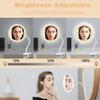 6.5" Clip On Gooseneck Makeup Vanity Mirror With Light, 2000mAh USB Lighted Travel Mirror, White 1X view 3