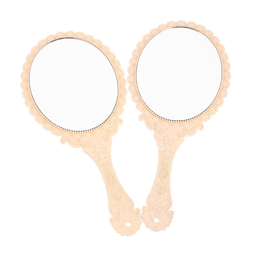NOLITOY 2pcs Vintage Travel Makeup Mirror Compact Handheld Cosmetics Mirror for Women Wavy