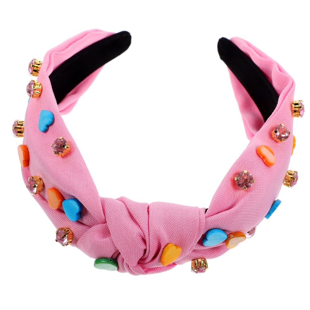FRCOLOR Knotted Heart Headband for Women Candy-colored Valentine Day Hair Accessory Sparkly Design for Fashion-forward Looks Comfortable Fit Sweet and Feminine Style