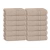 BOUTIQUO Ultra Soft Cotton Washcloths, Contains 12 Piece Face Cloths 12x12 inch, Ideal for Everyday use Face Towels, Compact & Lightweight Multi Purpose Washcloths - Tan view 1