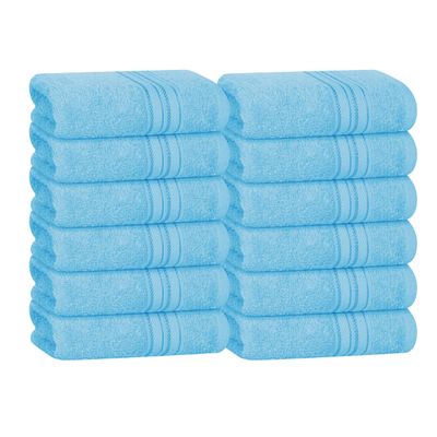 BOUTIQUO Ultra Soft Cotton Washcloths, Contains 12 Piece Face Cloths 12x12 inch, Ideal for Everyday use Face Towels, Compact & Lightweight Multi Purpose Washcloths - Sky Blue