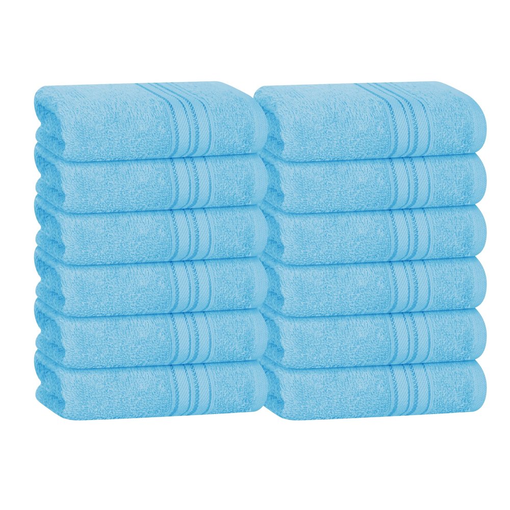 BOUTIQUO Ultra Soft Cotton Washcloths, Contains 12 Piece Face Cloths 12x12 inch, Ideal for Everyday use Face Towels, Compact & Lightweight Multi Purpose Washcloths - Sky Blue