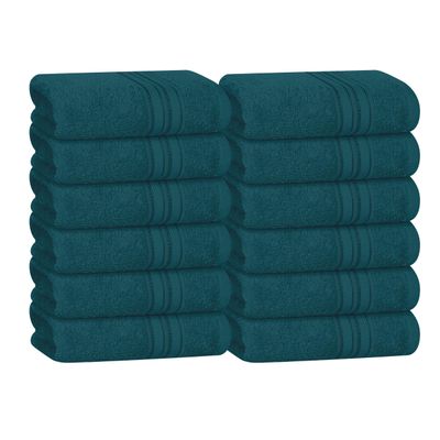 BOUTIQUO Ultra Soft Cotton Washcloths, Contains 12 Piece Face Cloths 12x12 inch, Ideal for Everyday use Face Towels, Compact & Lightweight Multi Purpose Washcloths - Teal