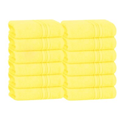 BOUTIQUO Ultra Soft Cotton Washcloths, Contains 12 Piece Face Cloths 12x12 inch, Ideal for Everyday use Face Towels, Compact & Lightweight Multi Purpose Washcloths - Lime Yellow