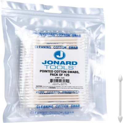 Jonard Tools CWP-125 Pointed Cotton Swabs for Detailed Cleaning Delicate Fiber Optic Equipment and V-Grooves, Pack of 125