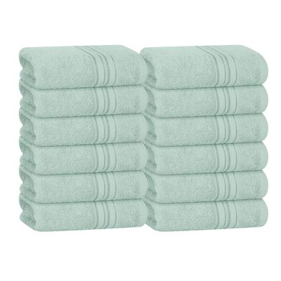 BOUTIQUO Ultra Soft Cotton Washcloths, Contains 12 Piece Face Cloths 12x12 inch, Ideal for Everyday use Face Towels, Compact & Lightweight Multi Purpose Washcloths - Sea Green