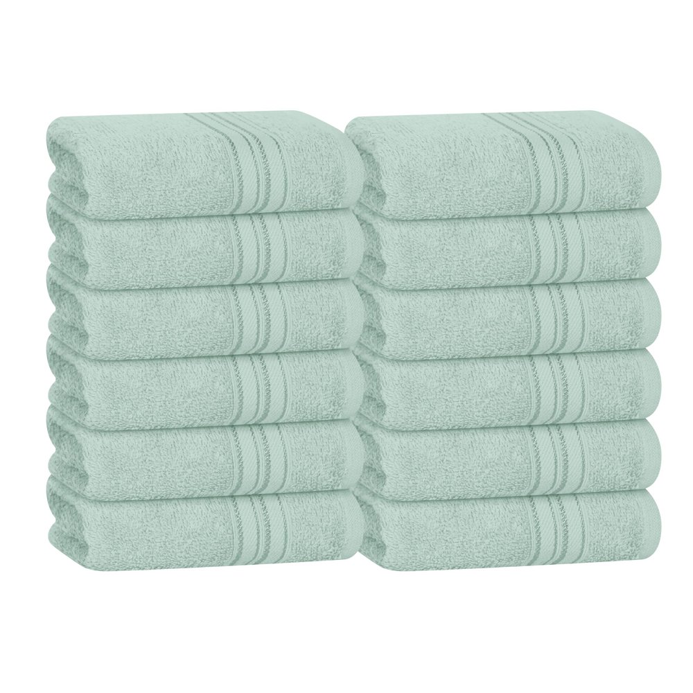 BOUTIQUO Ultra Soft Cotton Washcloths, Contains 12 Piece Face Cloths 12x12 inch, Ideal for Everyday use Face Towels, Compact & Lightweight Multi Purpose Washcloths - Sea Green
