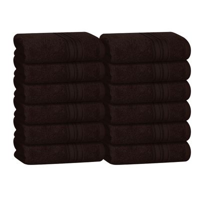 BOUTIQUO Ultra Soft Cotton Washcloths, Contains 12 Piece Face Cloths 12x12 inch, Ideal for Everyday use Face Towels, Compact & Lightweight Multi Purpose Washcloths - Chocolate Brown