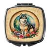 Caroline's Treasures Alaskan Malamute and Flowers Compact Mirror Decorative Travel Makeup Mirror for Women Girls Gifts Pocket Makeup Mirror Folding Handheld view 1