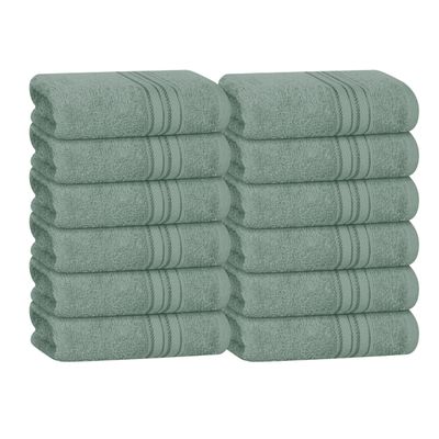 BOUTIQUO Ultra Soft Cotton Washcloths, Contains 12 Piece Face Cloths 12x12 inch, Ideal for Everyday use Face Towels, Compact & Lightweight Multi Purpose Washcloths - Jade