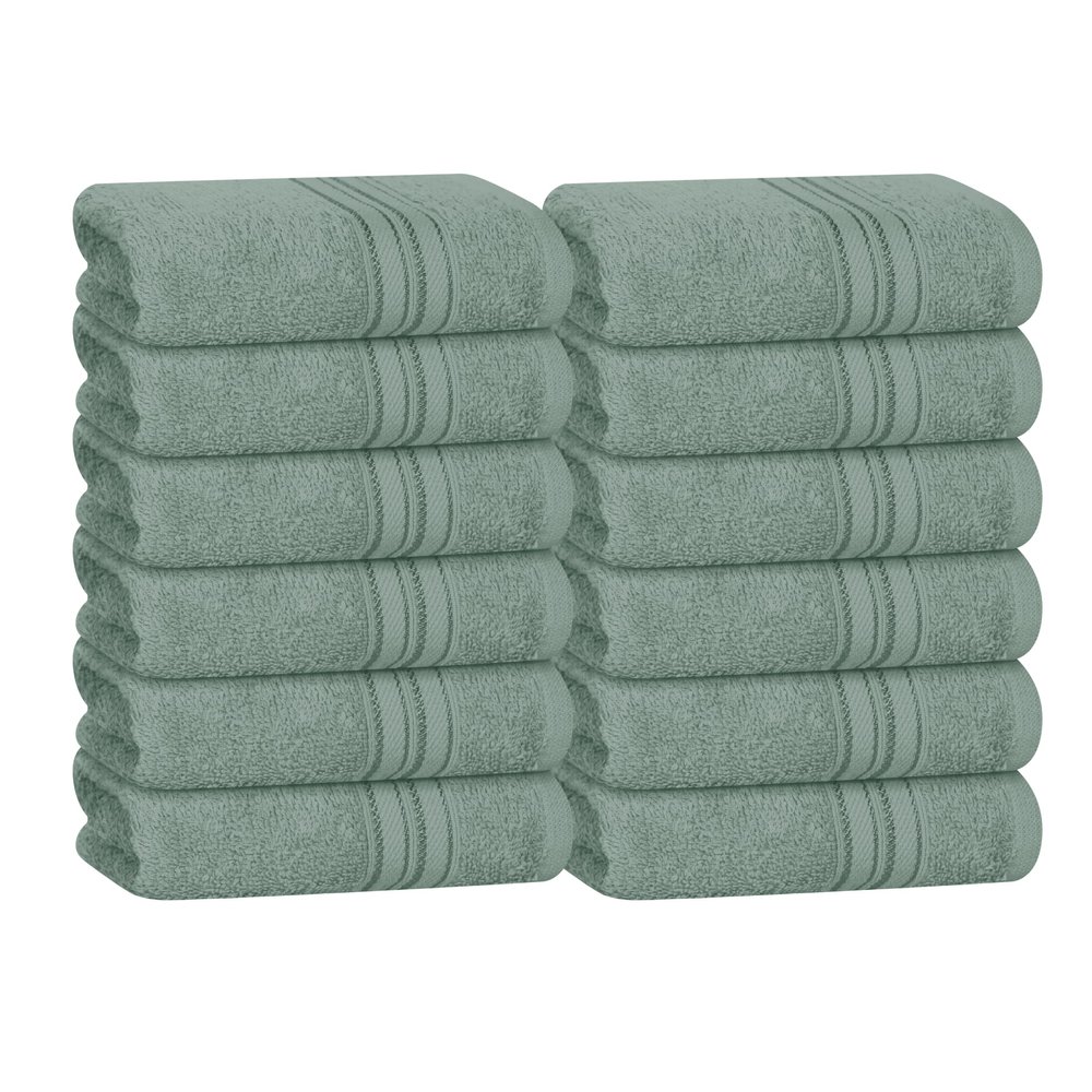 BOUTIQUO Ultra Soft Cotton Washcloths, Contains 12 Piece Face Cloths 12x12 inch, Ideal for Everyday use Face Towels, Compact & Lightweight Multi Purpose Washcloths - Jade