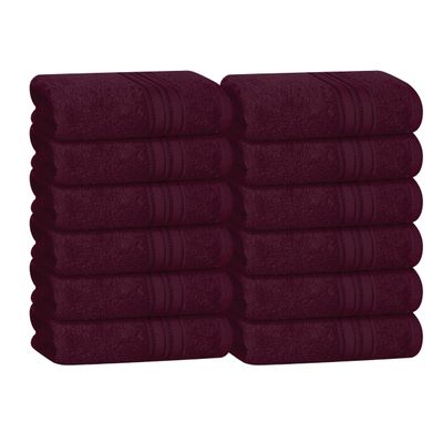 BOUTIQUO Ultra Soft Cotton Washcloths, Contains 12 Piece Face Cloths 12x12 inch, Ideal for Everyday use Face Towels, Compact & Lightweight Multi Purpose Washcloths - Burgundy