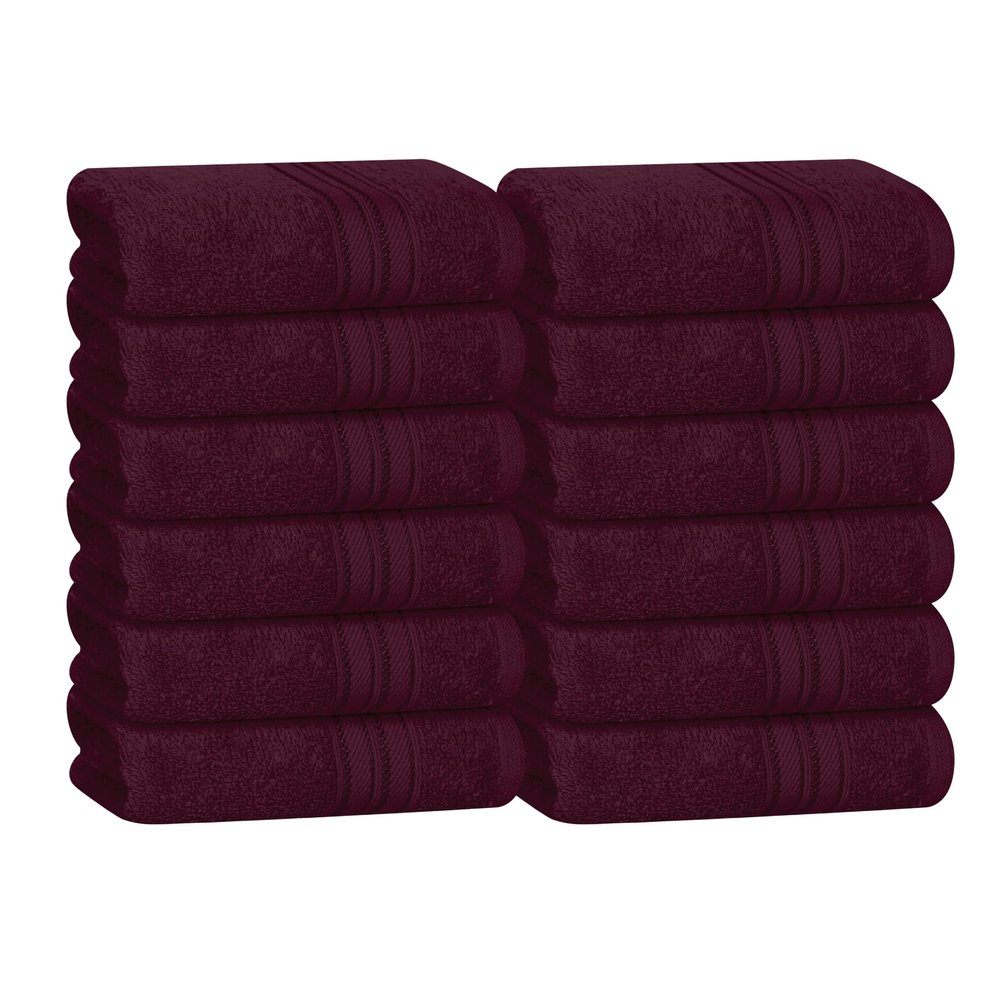 BOUTIQUO Ultra Soft Cotton Washcloths, Contains 12 Piece Face Cloths 12x12 inch, Ideal for Everyday use Face Towels, Compact & Lightweight Multi Purpose Washcloths - Burgundy