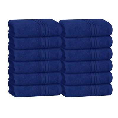 BOUTIQUO Ultra Soft Cotton Washcloths, Contains 12 Piece Face Cloths 12x12 inch, Ideal for Everyday use Face Towels, Compact & Lightweight Multi Purpose Washcloths - Navy Blue