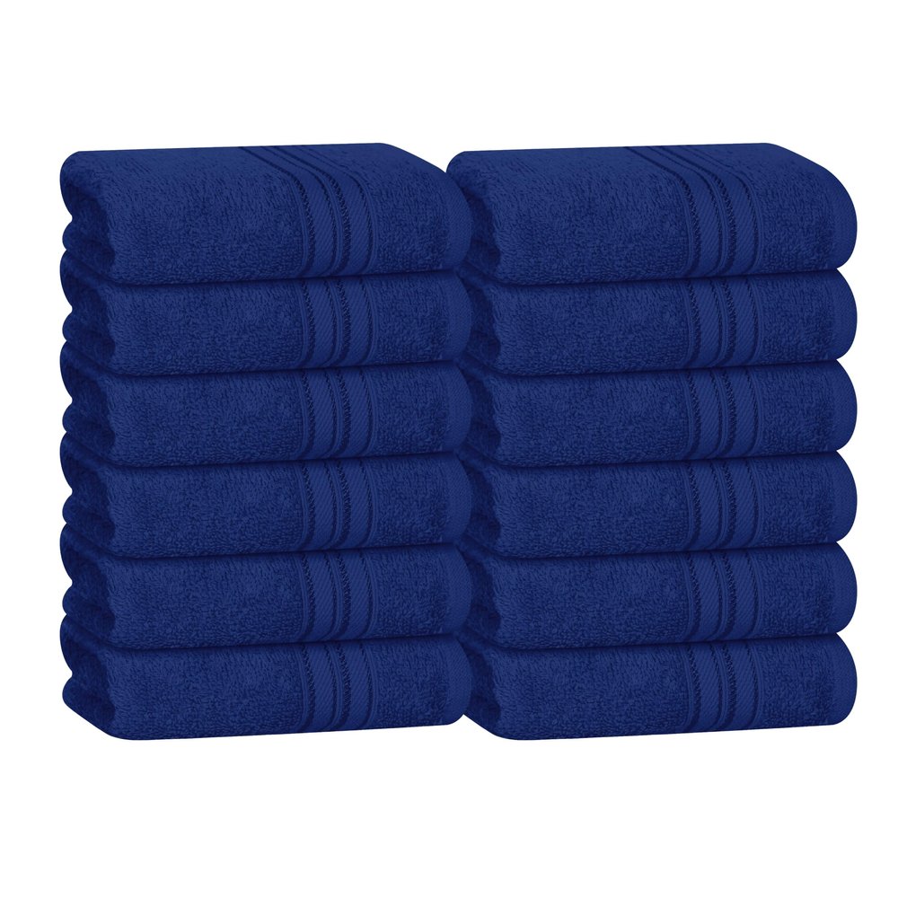 BOUTIQUO Ultra Soft Cotton Washcloths, Contains 12 Piece Face Cloths 12x12 inch, Ideal for Everyday use Face Towels, Compact & Lightweight Multi Purpose Washcloths - Navy Blue