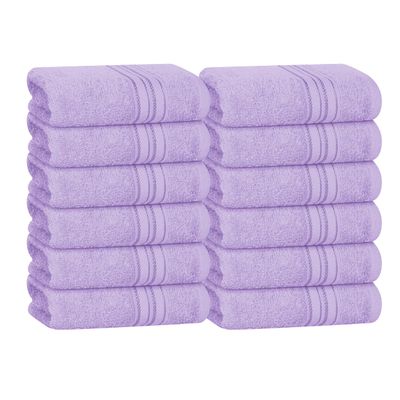 BOUTIQUO Ultra Soft Cotton Washcloths, Contains 12 Piece Face Cloths 12x12 inch, Ideal for Everyday use Face Towels, Compact & Lightweight Multi Purpose Washcloths - Purple