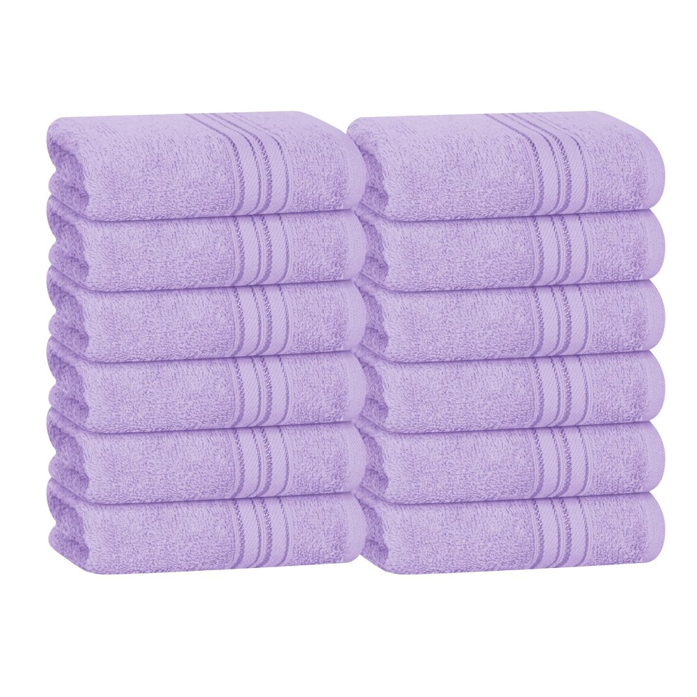 BOUTIQUO Ultra Soft Cotton Washcloths, Contains 12 Piece Face Cloths 12x12 inch, Ideal for Everyday use Face Towels, Compact & Lightweight Multi Purpose Washcloths - Purple