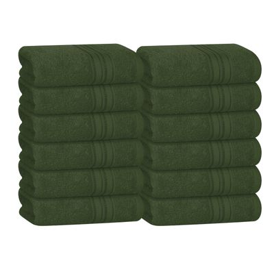 BOUTIQUO Ultra Soft Cotton Washcloths, Contains 12 Piece Face Cloths 12x12 inch, Ideal for Everyday use Face Towels, Compact & Lightweight Multi Purpose Washcloths - Olive Green