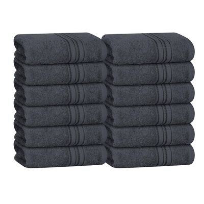 BOUTIQUO Ultra Soft Cotton Washcloths, Contains 12 Piece Face Cloths 12x12 inch, Ideal for Everyday use Face Towels, Compact & Lightweight Multi Purpose Washcloths - Charcoal Grey