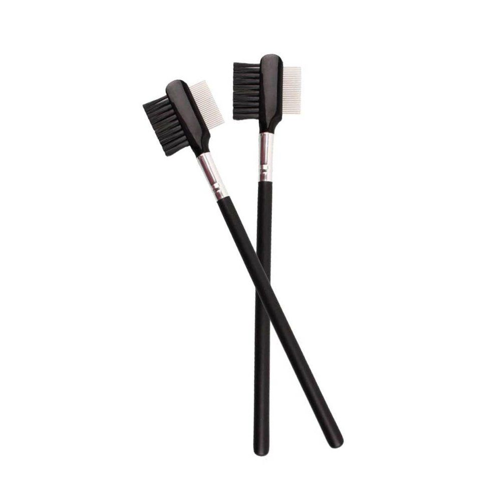 Ipetboom 2pcs Wooden Handle Eyebrow and Eyelash Combs Set Dual Use Fine Pin Tool for Grooming Separating Lashes and Brows Essential Makeup Accessory for Women