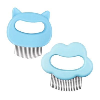Happyyami 2pcs Pet Grooming Combs Wear-resistant Dog Massage Brushes Compact Design for Removal for Cats and Dogs Includes Cat Face Cloud Shape Combs