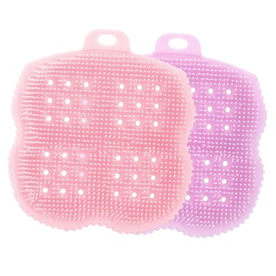 COLLBATH 2pcs Silicone Body Scrubber Exfoliating Scalp Massage Brush for Women Soft Design Multi-Functional Cleansing Tool Purple and Pink for Gentle Bathing