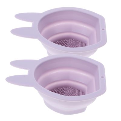 FOYTOKI 2pcs Makeup Brush Cleaner Bowl Rabbit Shaped Silicone Hanging Makeup Brush Cleaner