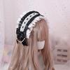 TTYAO REII Bow Lace Headband Lolita Fashion Maid Hairband Pearl Chains Headdress Lolita Dress Hair Accessories (Black) view 2