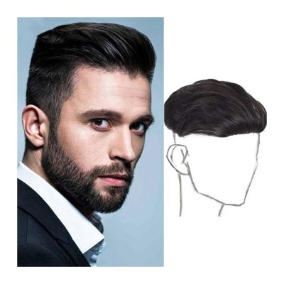 FEELIN Toupee Hair for Men Synthetic Toupee for Men Natural Black Clip in Forehead Toupee Hairpieces Short Straight Synthetic Wig for U-shade& M-shade Hair Lossing Men Wig Fashion Toupee (Color : A)