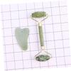 COLLBATH 2pcs Natural Jade Facial Massaging Set Scraping Plate Massage Roller Manual Tool for Neck Face Body Relief Smooth Texture for Safe Use view 2