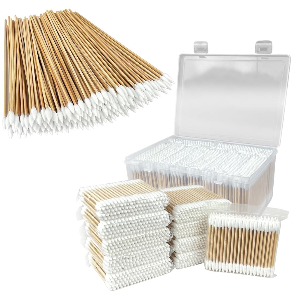 1500 pcs Cotton Swabs, Include 1000-Count Precision Cotton Swabs & 500 ct Gun Cleaning Swabs