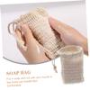 6 Pack Soap Bags with Drawstring Lanyard Cotton Linen Beige view 4