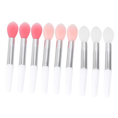 MAGICLULU 9pcs Silicone Lip Brush Portable Makeup Applicators for Lip and Masks Soft Head Brushes Pink and Watermelon Red for Travel and Everyday Use