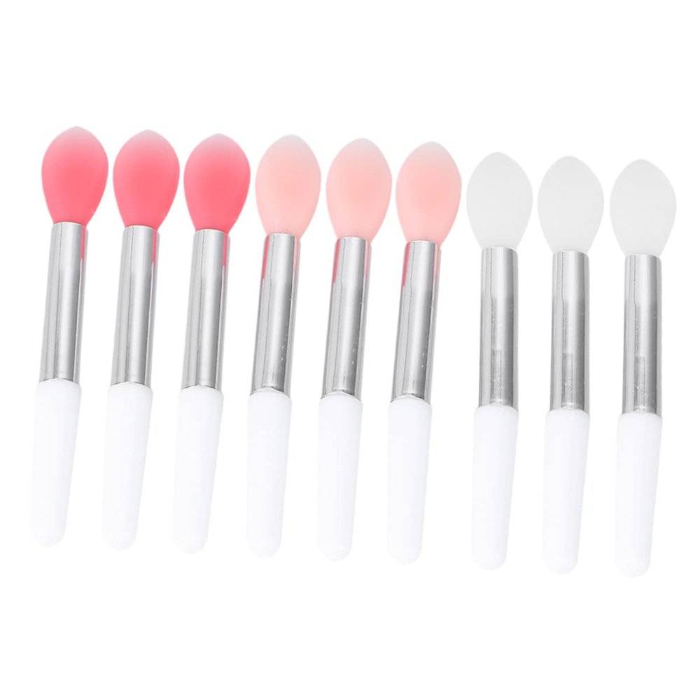 MAGICLULU 9pcs Silicone Lip Brush Portable Makeup Applicators for Lip and Masks Soft Head Brushes Pink and Watermelon Red for Travel and Everyday Use