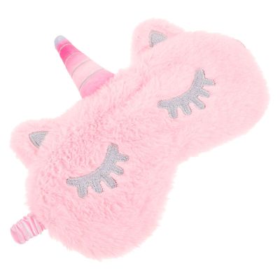 Beaupretty Pink Plush Unicorn Eye Mask Lightweight Mask for Women Boy Girl Comfortable Night Blindfold for Travel Naps Work and Relaxation