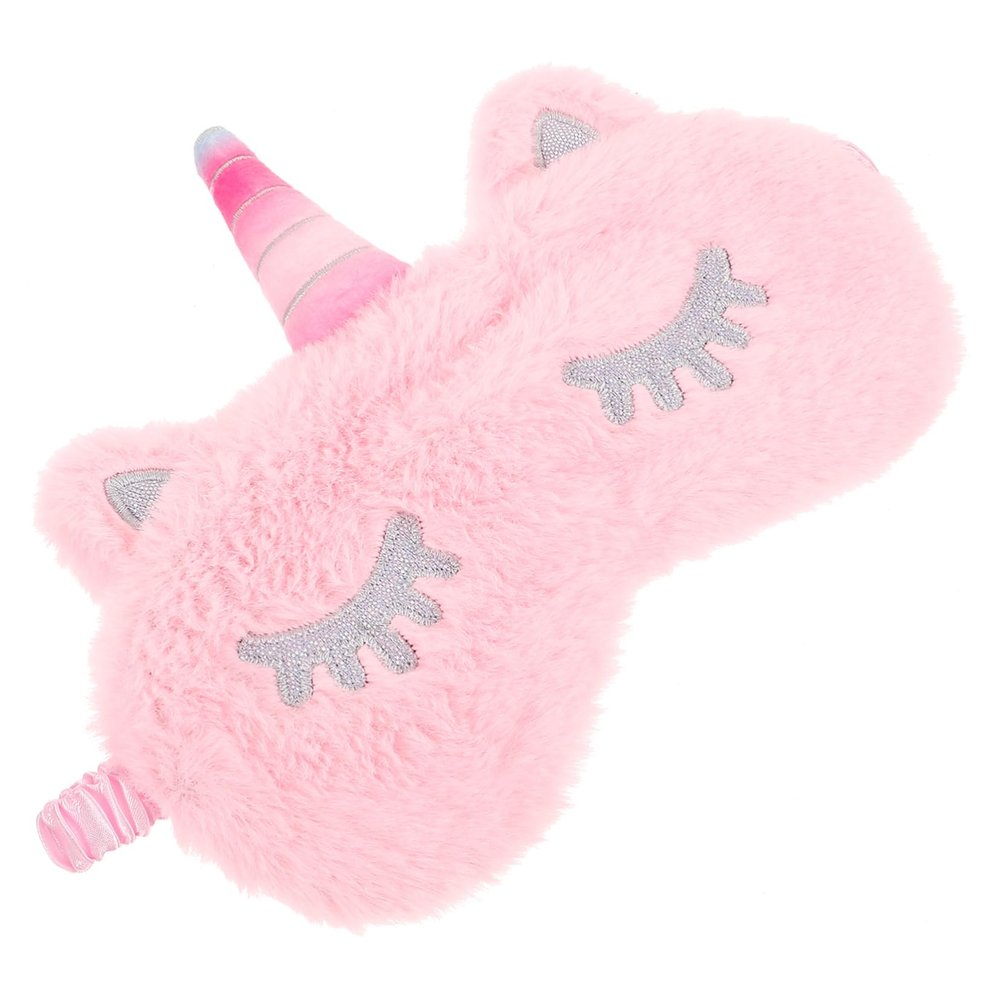Beaupretty Pink Plush Unicorn Eye Mask Lightweight Mask for Women Boy Girl Comfortable Night Blindfold for Travel Naps Work and Relaxation