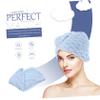 Beaupretty Microfiber Hair Towel Wrap for Women Super Absorbent Quick Drying Turban for Thick Curly Hair Easy to Use Cloud Velour Drying Hat for Bath Sky Blue view 2