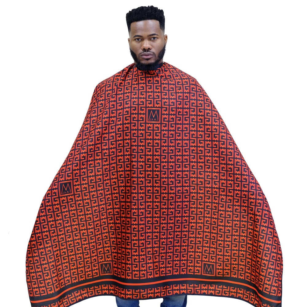 Barber Capes, Professional Haircutting Cape, Water & Hair Proof, Large, King Midas Cape (Red)