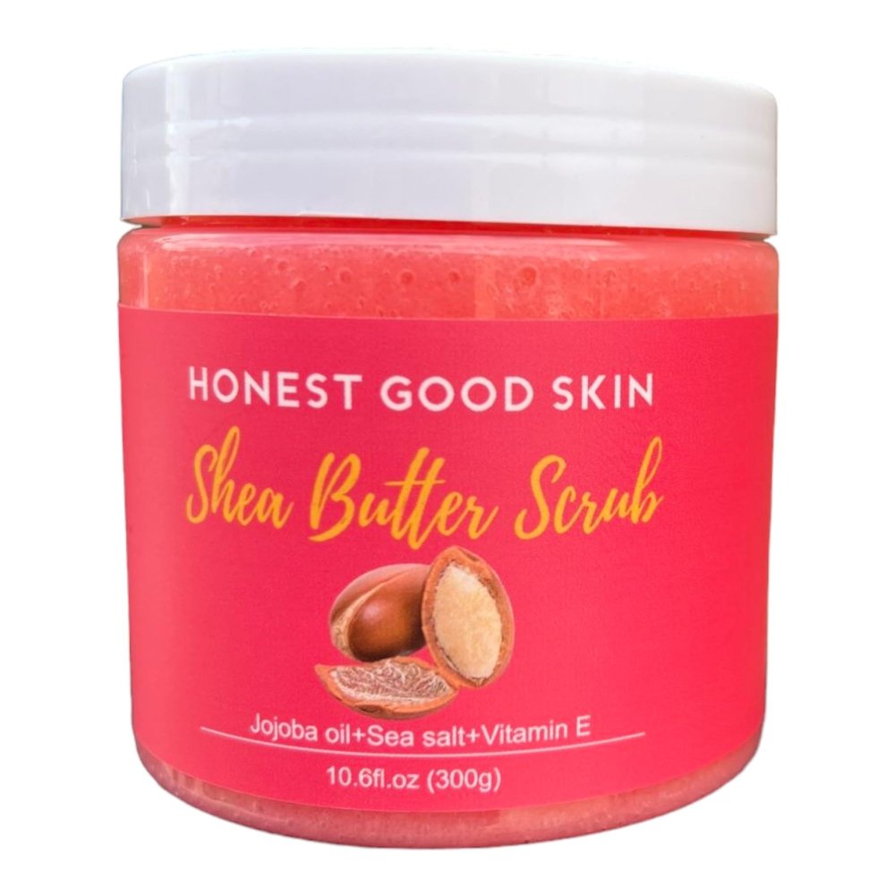 Honest Good Skin Sea Salt Scrub, 10oz Shea Butter Body Scrub, Exfoliating, Dead Skin Removal (Shea Butter)