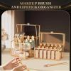 CoralHouse Glass Makeup Organizer Set  Vanity Organizer with 18-Slot Lipstick Organizer & Makeup Brush Holder with Lid  Skincare, Perfume & Cosmetic Storage for Bathroom or Dresser view 2
